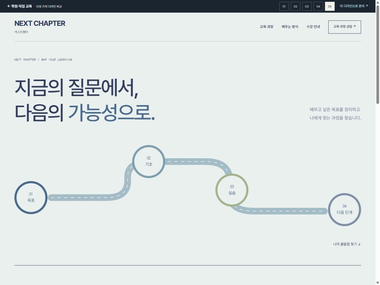 넥스트챕터 · 레슨 로드맵 · 레슨 로드맵 홈페이지 첫 화면